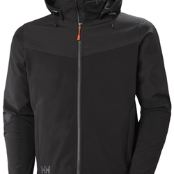 Giacca softshell Oxford nera 3XL con cappuccio regolabile, membrana traspirante, dettagli riflettenti, uso versatile stagionale