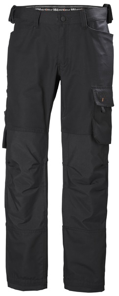 Pantaloni lavoro Oxford nero elasticizzati 2 direzioni rinforzi ginocchia tasche portametro passante cintura portabadge