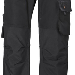 Pantaloni lavoro Oxford neri elasticizzati rinforzati per installatori elettrici