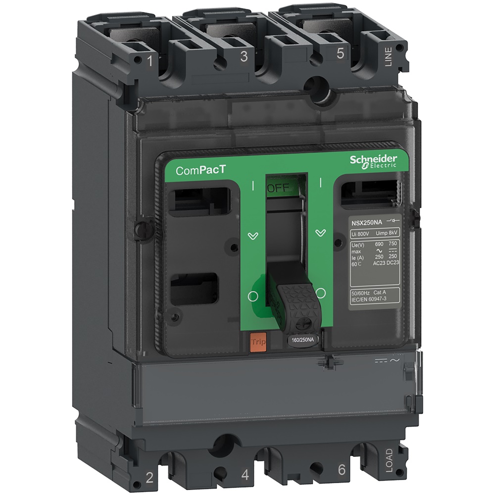 Sezionatore ComPacT NSX160NA 3 poli 160A isolamento circuiti distribuzione elettrica
