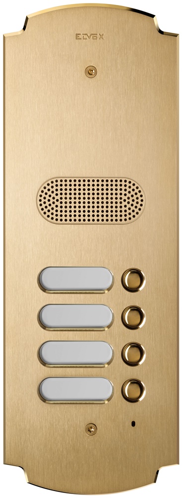 Placca audio 2 moduli 4 pulsanti Patavium ottone satinato per impianti citofonici