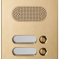 Placca audio 2 moduli 4 pulsanti Patavium ottone satinato per impianti citofonici