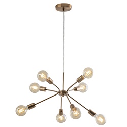 Sospensione metallo oro satinato 8 portalampade E27 IP20 per interni design moderno