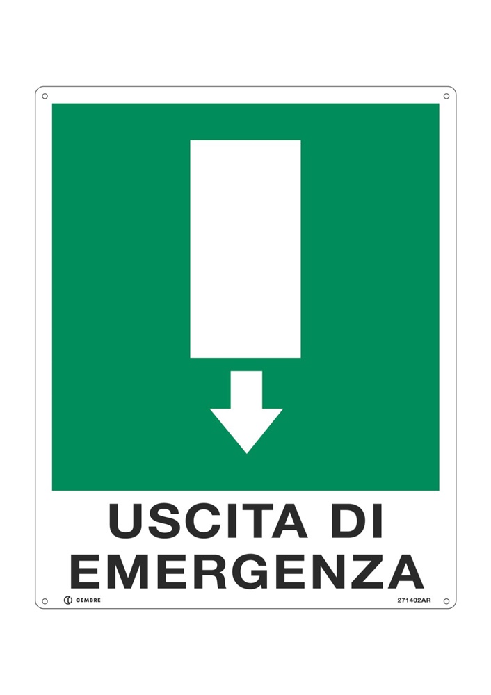 Targhetta acciaio inox 310x250 mm uscita emergenza impianti elettrici