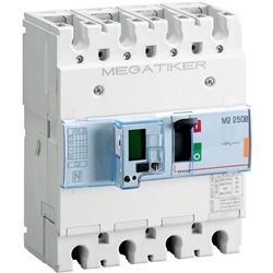 Interruttore scatolato elettronico 3P+N 100A 25kA installazione su guida DIN