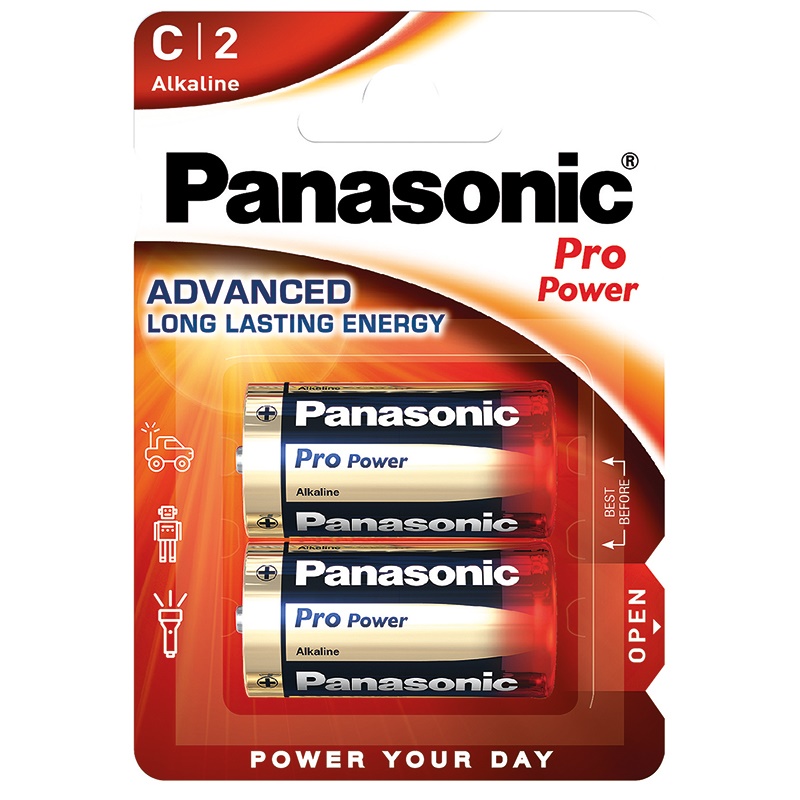 Pila formato C ProPower Panasonic lunga durata prestazioni affidabili confezione 2 pezzi uso elettrico quotidiano