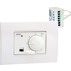 Set termostato Keo-B RF con attuatore remoto RX.16A per controllo riscaldamento e condizionamento senza cablaggio, con limitazione setpoint e adattamento placche serie civili