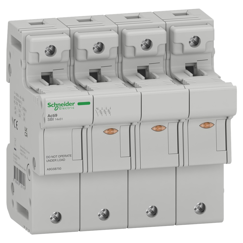 Sezionatore portafusibile Acti9 SBI 3P+N 50A 14x51mm per protezione bassa tensione industria ed edifici