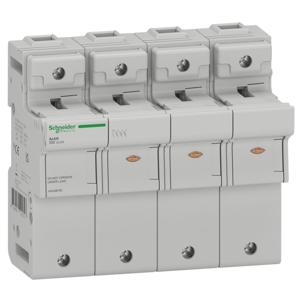 Sezionatore portafusibile Acti9 SBI 3P+N 125A 22x58 mm protezione sovraccarico cortocircuito installazione su guida DIN