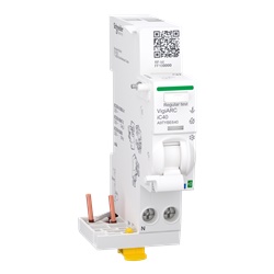 Blocco addizionale rilevamento archi elettrici AFDD Acti9 VigiARC iC40 1P+N 40A 30mA tipo A-SI per quadri elettrici modulari
