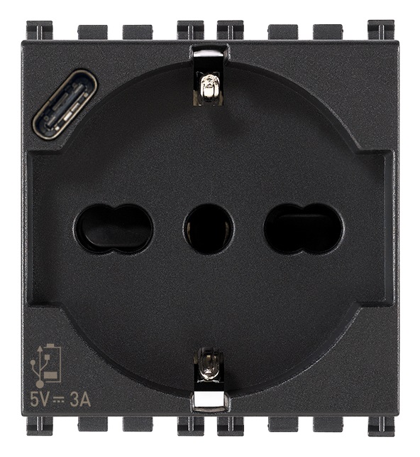 PRESA 2P+T 16A UNIVERSALE + USB C G