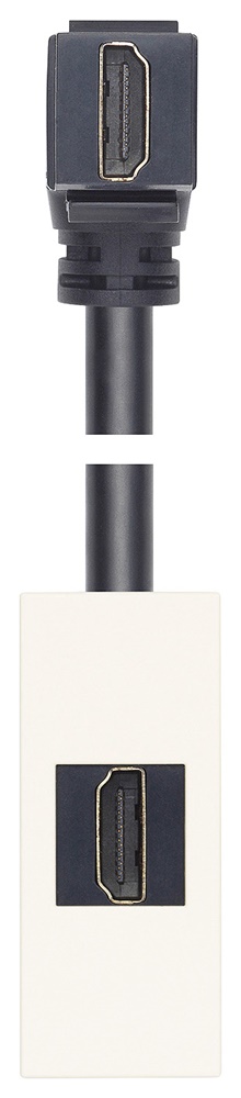 Presa HDMI 2.1b con cavo uscita 90° bianco per installazioni multimedia