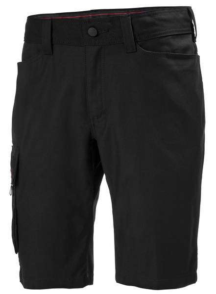 Pantaloncini lavoro Oxford neri resistenti comodi vestibilità ampia per installatori e uso intensivo