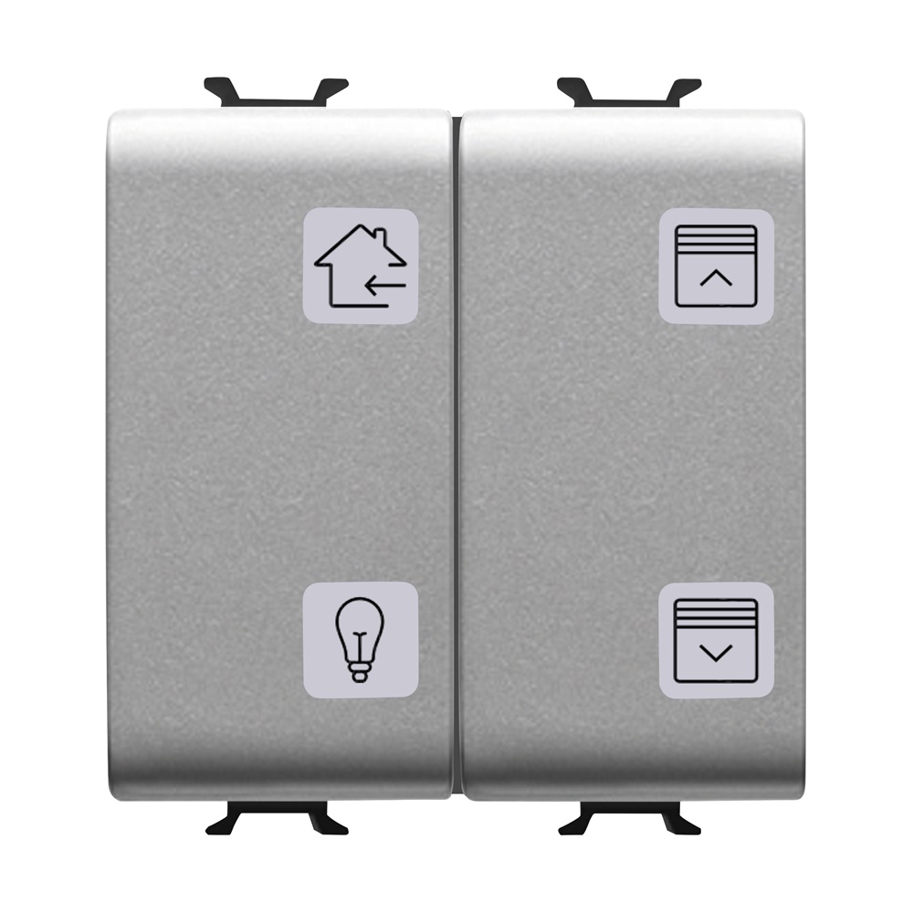 PULSANTIERA CON SIMBOLI INTERCAMBIABILI - KNX - 4 CANALI - 2 MODULI - TITANIO - CHORUSMART
