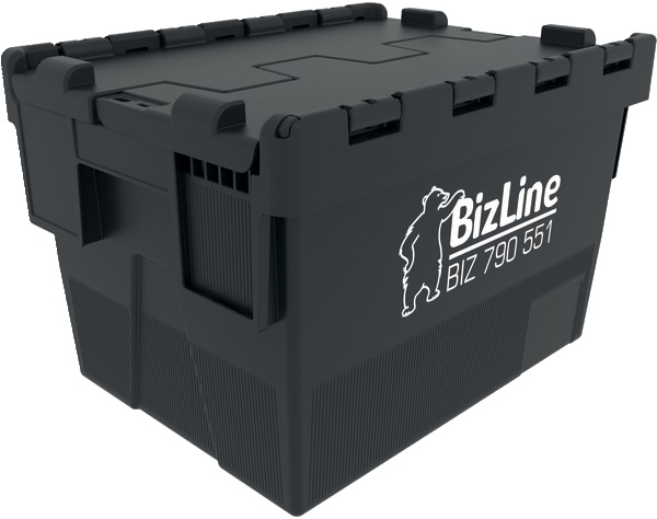 Contenitore impilabile con coperchio integrato 400x300x264 mm per trasporto e protezione attrezzature, compatibile carrello BIZ 771 075