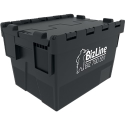 Contenitore impilabile con coperchio integrato 400x300x264 mm per trasporto e protezione attrezzature, compatibile carrello BIZ 771 075