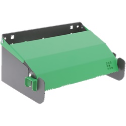Dispenser carta compatto 205x319x141 mm per veicoli e ambienti lavoro, fissaggio rapido su pannelli forati, compatibile rotoli diametro minimo 4 cm