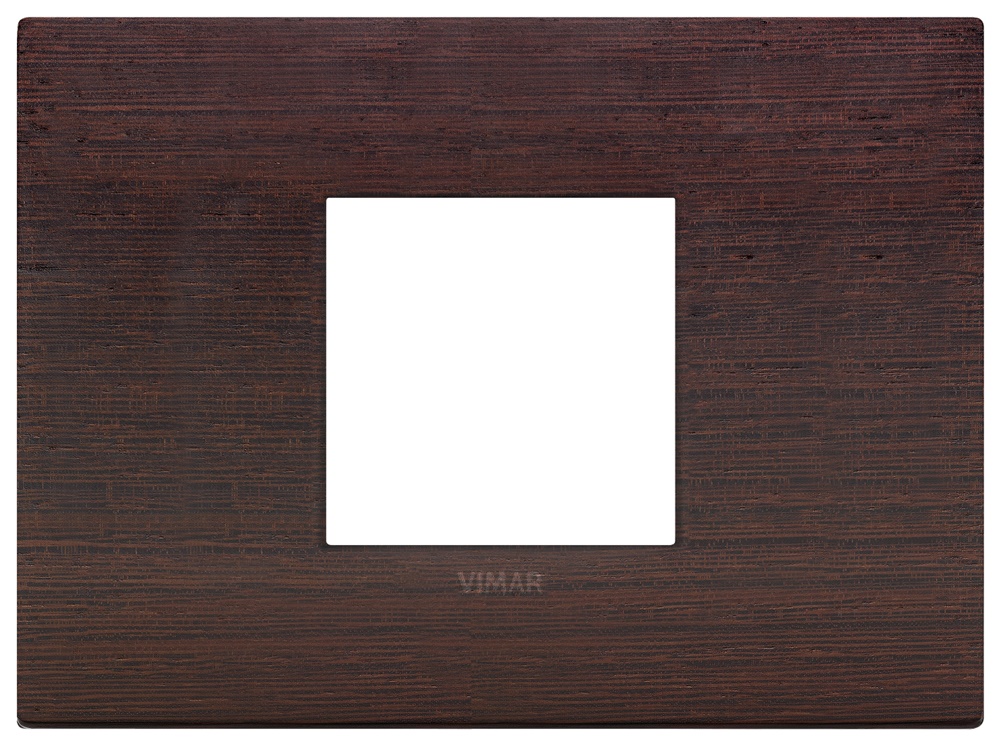 Placca Classic 2 moduli centrali legno naturale Wengé per installazioni elettriche