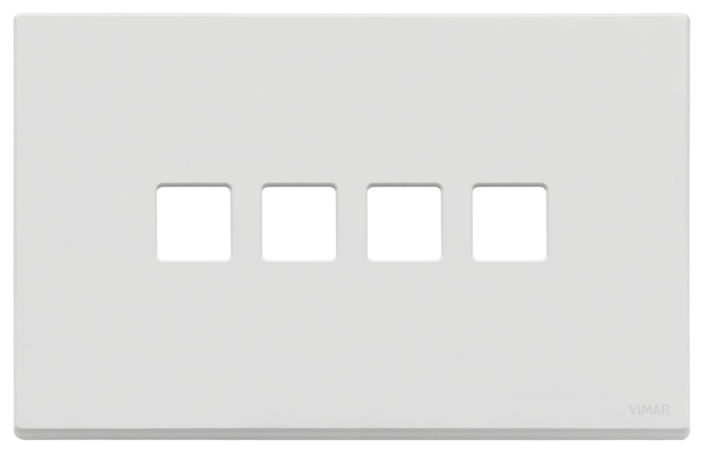 Placca 4 moduli Flat metallo bianco matt per comandi elettrici