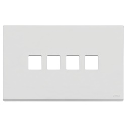 Placca 4 moduli Flat metallo bianco matt per comandi elettrici