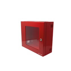 Armadio muro rosso per postazioni emergenza 49BME001/012/216, portella finestra trasparente, 370x320x137,8mm