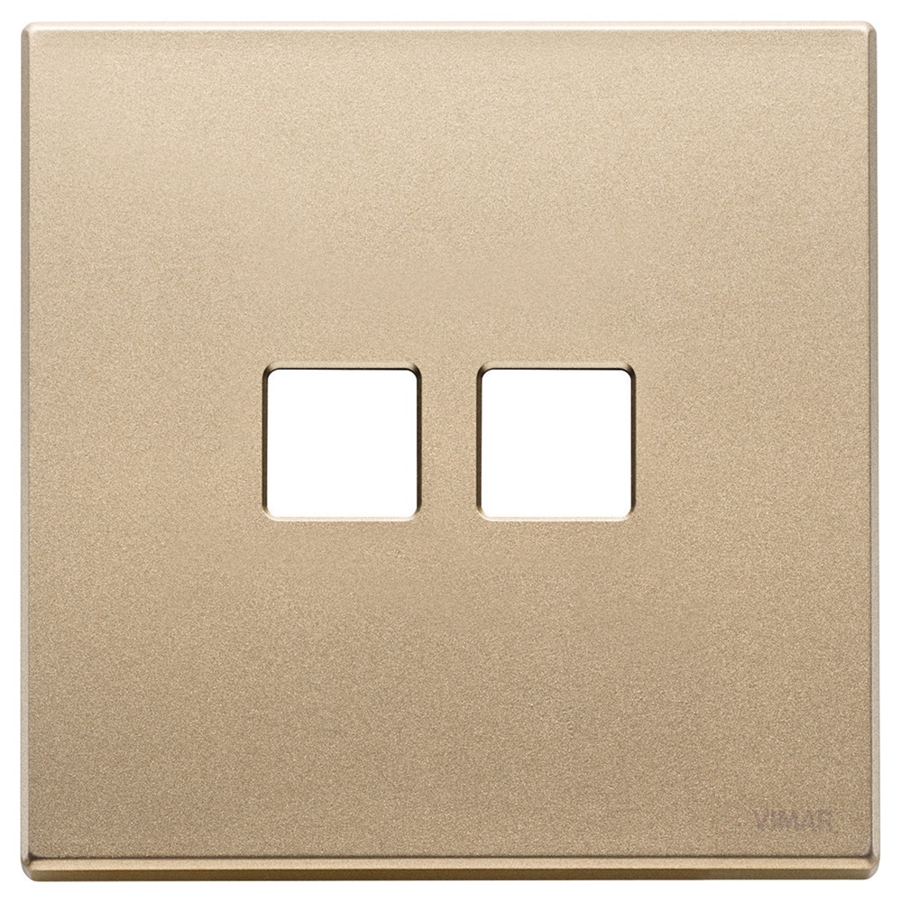Placca 2 moduli Flat metallo oro satinato per comandi elettrici