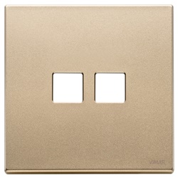Placca 2 moduli Flat metallo oro satinato per comandi elettrici