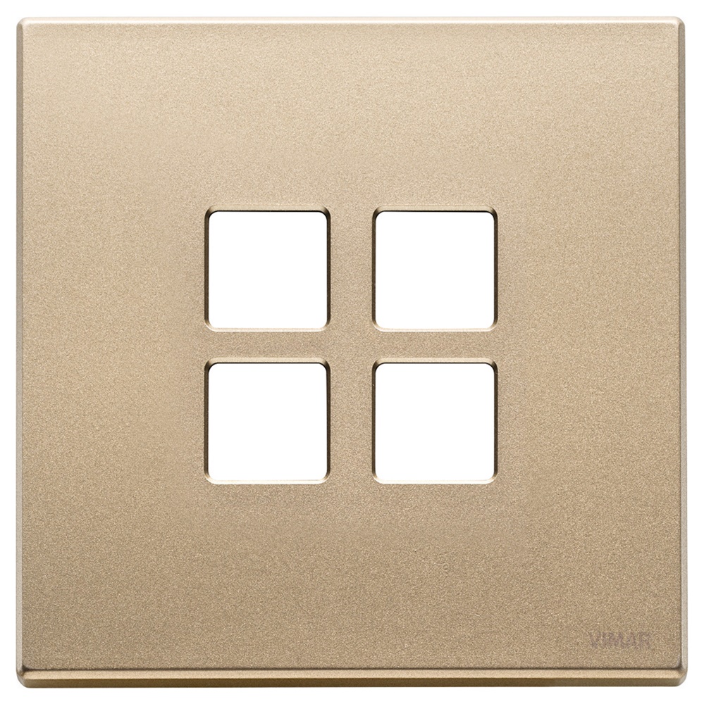 Placca 2 moduli 4 comandi Flat domotici KNX metallo oro satinato