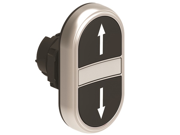 Pulsanti doppi rasati impulso con indicatore luminoso bianco Ø22mm serie Platinum plastica cromata per comando industriale