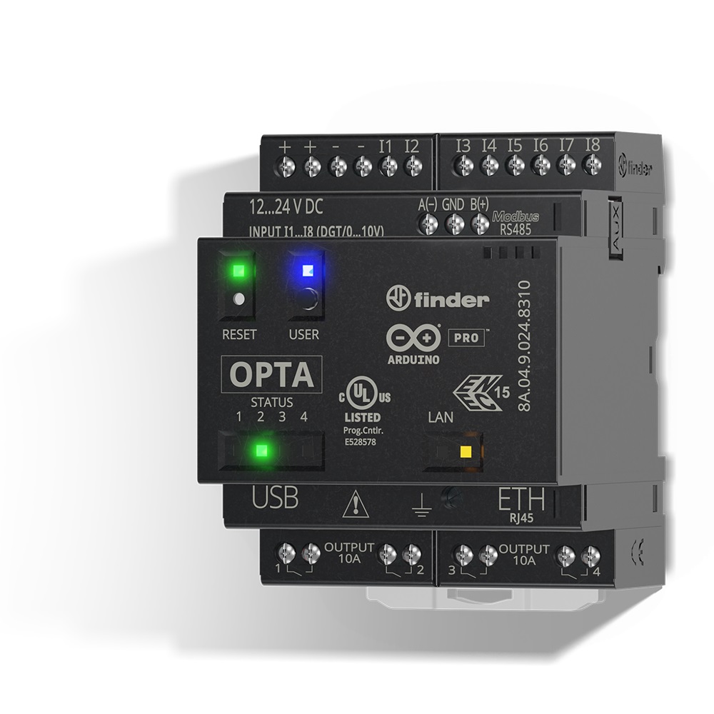 Relè logico programmable OPTA PLUS - Serie 8A (RJ45 per connessioni Ethernet o MODBUS TCP/IP + porta RS485 per connessione seriali e MODUS RTU)