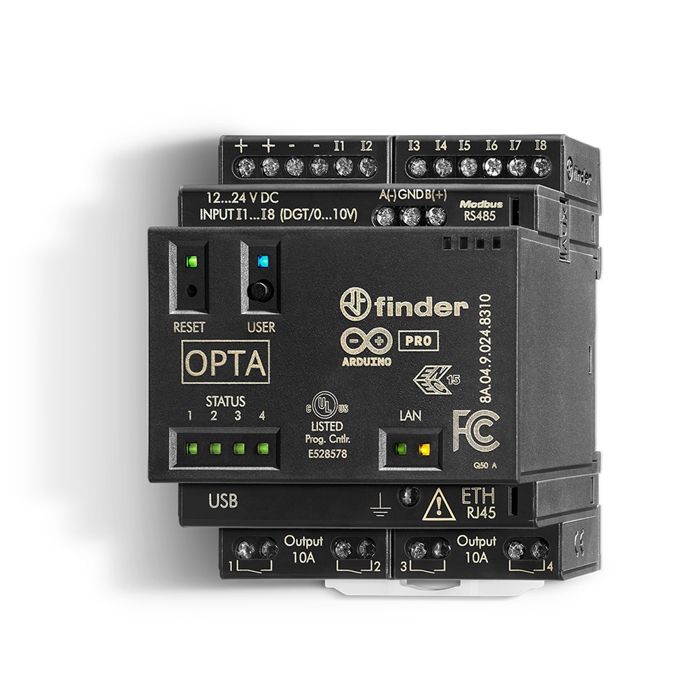 Relè logico programmable OPTA PLUS - Serie 8A (RJ45 per connessioni Ethernet o MODBUS TCP/IP + porta RS485 per connessione seriali e MODUS RTU)