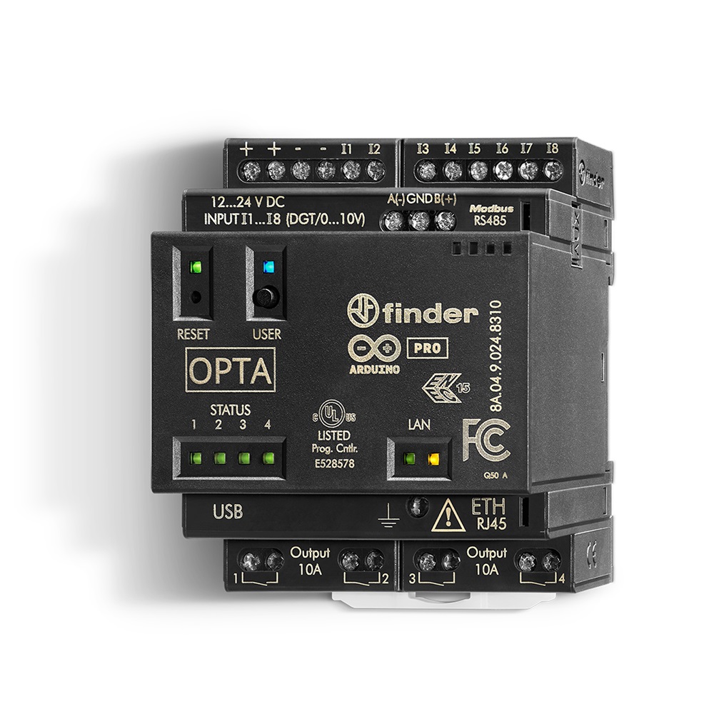 Relè logico programmable OPTA ADVANCED - Serie 8A (RJ45 per connessioni Ethernet o MODBUS TCP/IP + porta RS485 per connessione seriali e MODUS RTU + Wifi + BLE)