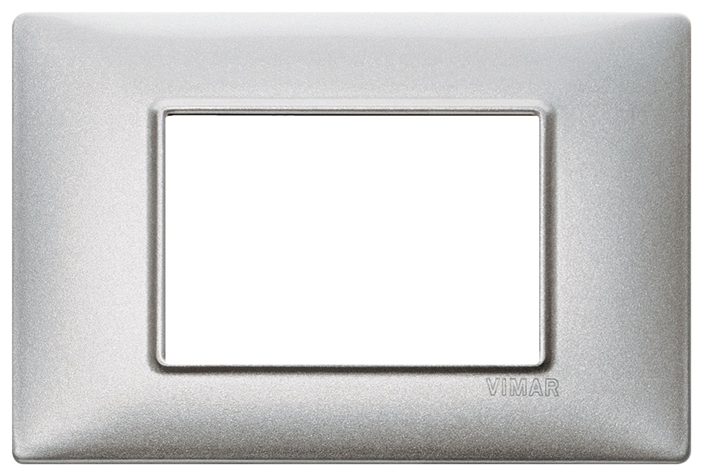 Placca 3 moduli tecnopolimero Silver per installazioni elettriche