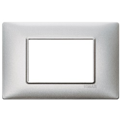 Placca 3 moduli tecnopolimero Silver per installazioni elettriche