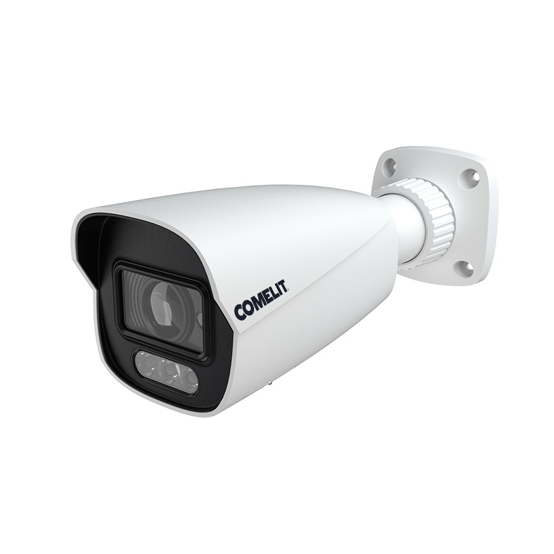 Serie Next - Telecamera IP bullet 4MP, ottica varifocale 2.8-12mm, ColorUP, contenitore alluminio IP67, alimentazione 12V e PoE, ONVIF