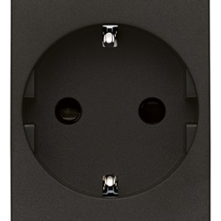 Presa SICURY 2P+T 16A 250V standard tedesco nero 2 moduli
