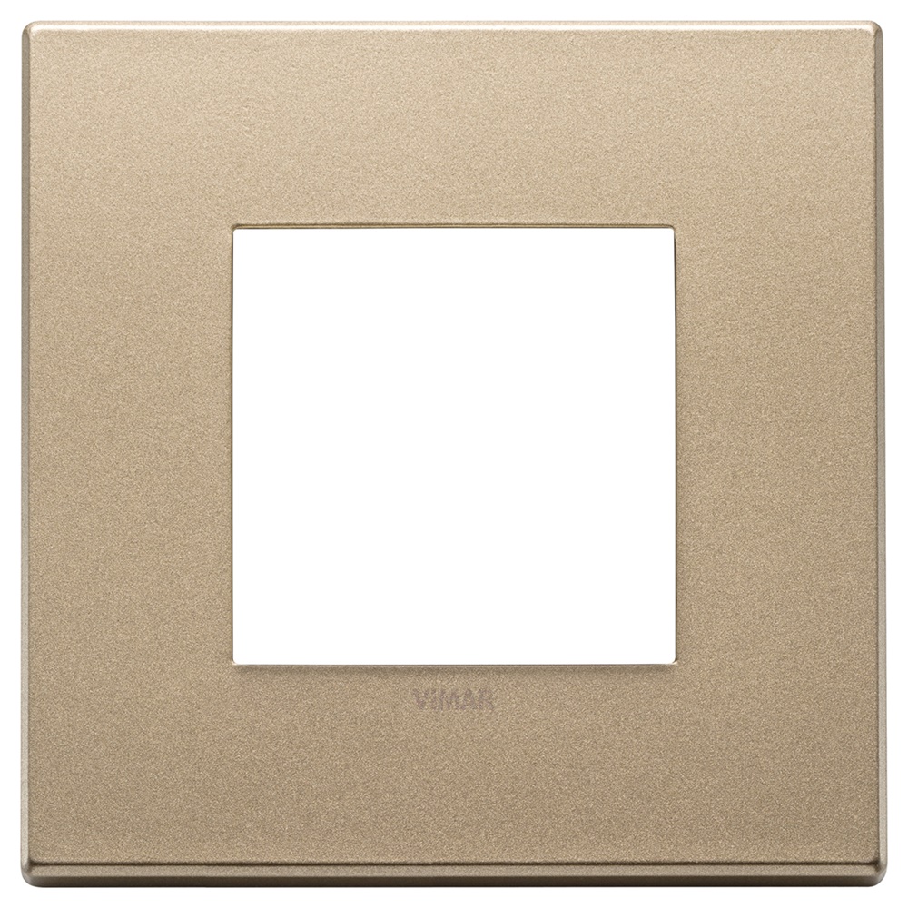 Placca 2 moduli metallo oro satinato design moderno per installazioni elettriche