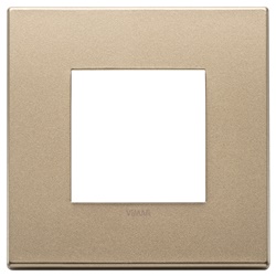 Placca 2 moduli metallo oro satinato design moderno per installazioni elettriche