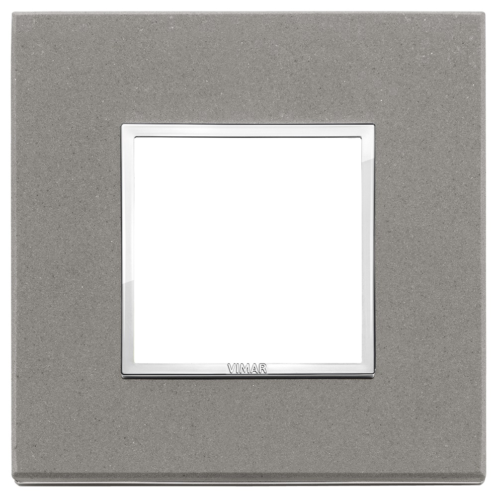 Placca 2 moduli quarzite grigia pietra naturale per installazioni elettriche