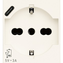 Presa 2P+T 16A universale con USB C 15W 3A bianco per uso domestico e ufficio