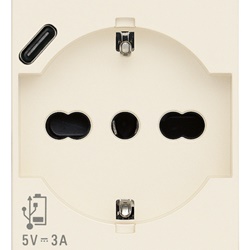 Presa 2P+T 16A universale USB C 15W 3A canapa 2 moduli standard italiano