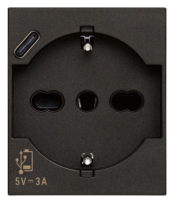 PRESA 2P+T 16A UNIVERSALE + USB C N
