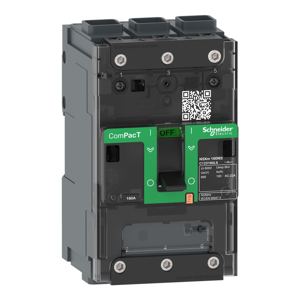 Sezionatore ComPacT NSXm 160A 3 poli connettori EverLink per impianti elettrici industriali