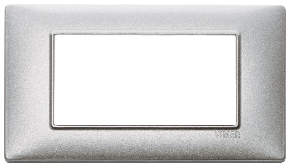 Placca 4 moduli tecnopolimero colore Silver per installazioni elettriche