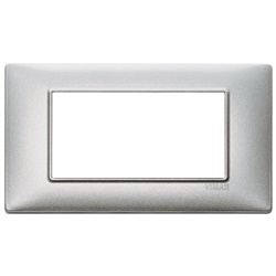 Placca 4 moduli tecnopolimero colore Silver per installazioni elettriche