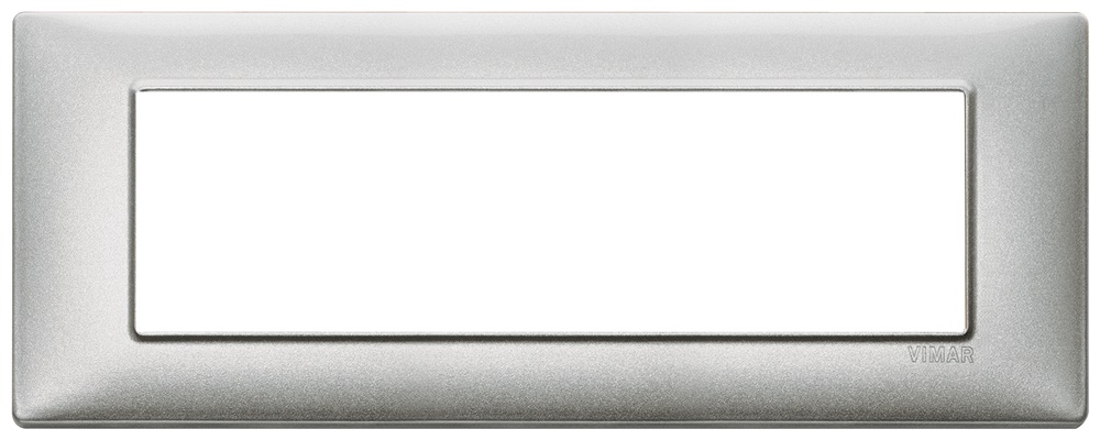 Placca 7 moduli tecnopolimero colore Silver per installazioni elettriche