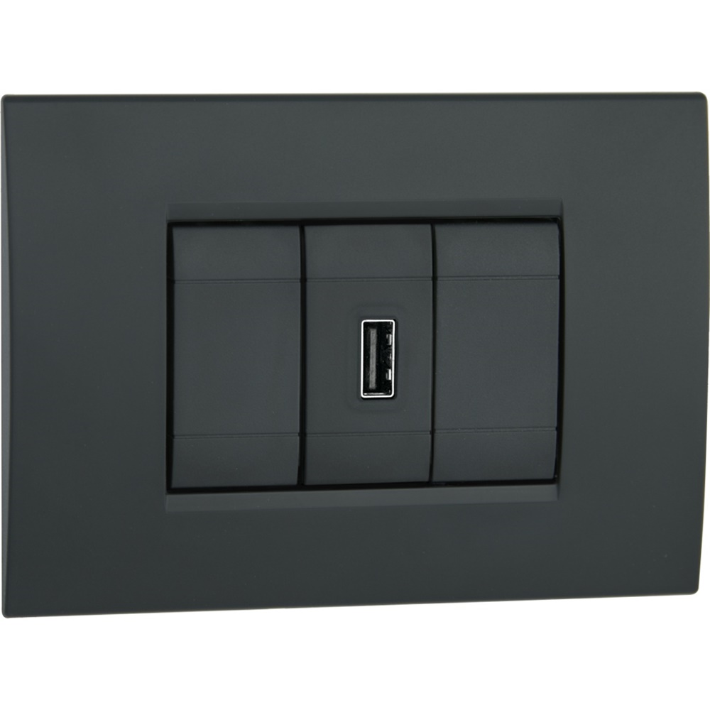 Caricabatterie USB da incasso grigio 5V 1,5A per smartphone tablet cellulari
