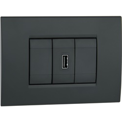 Caricabatterie USB da incasso grigio 5V 1,5A per smartphone tablet cellulari