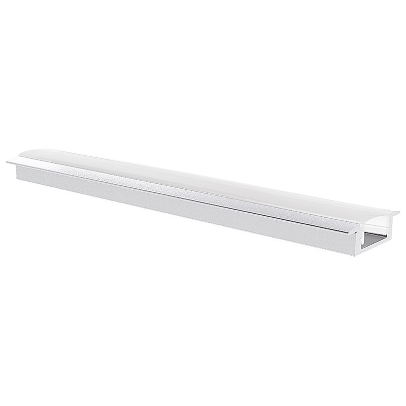 Profilo incasso 2m RS7 bianco lente trasparente, installazione elettrica professionale, gestione cavi ottimale, design moderno resistente