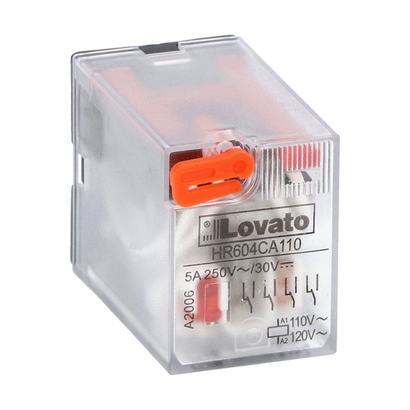 RELE INDUSTRIALE 4 CONTATTI SCAMBIO 5A 110VAC CON LED STATO MONTAGGIO ZOCCOLO